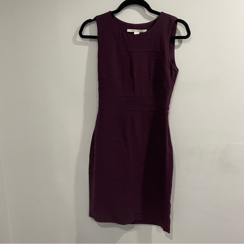 DVF Diane Von Furstenberg Burgundy Purple Midi Dress Size 2